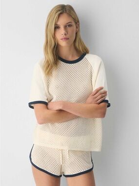 Mesh-knit organic cotton crewneck tee